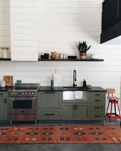 Olive Green Pairs Well With Matte Black Hardware Greenkitchen Green