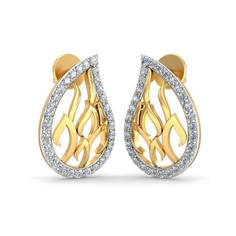 Mango Shaped Gold Earrings With Diamonds 4 3d Model 3d Printable Cgtrader