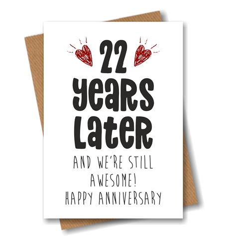 22nd Anniversary Card 22 Years Later And Still Awesome Etsy Uk