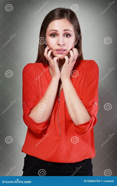 Nervous Woman Stock Photo Image Of Insecure Latina 56866720