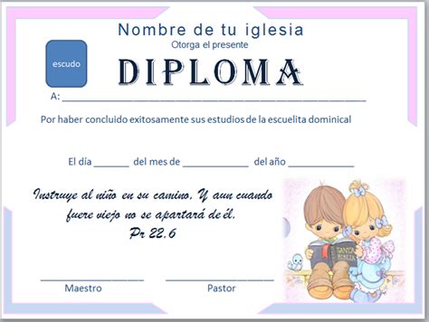 Diplomas Cristianos Diplomas Para Niños Escuela