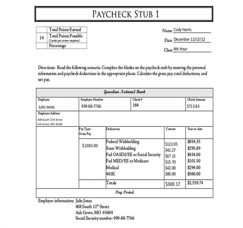 Google Sheets Pay Stub Template Free