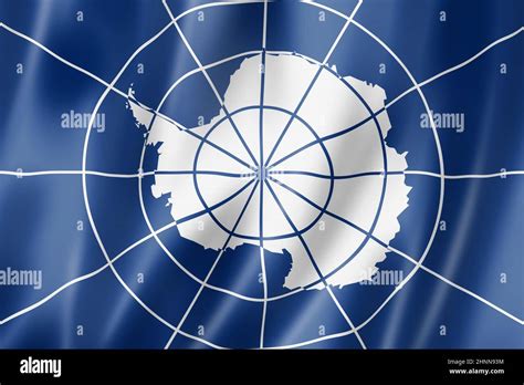 Antarctic Treaty System Flag Waving Banner Collection 3d Illustration