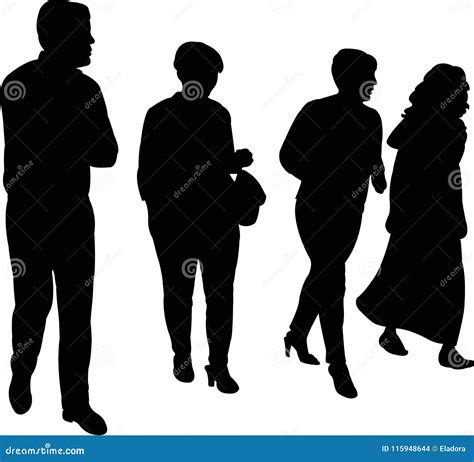Four People Walking Together Silhouette Vector Stock Vector
