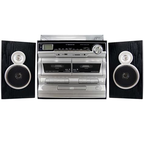 Trexonic 3 Speed Vinyl Turntable Home Stereo System Cdcassette Player