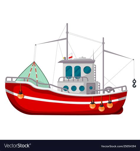Fishing Boat Icon Industrial Water Transport Vector Image