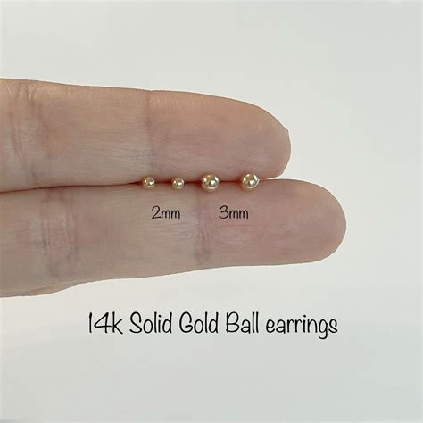 Mm Mm Mm Mm Mm Tiny K Solid Gold Ball Stud Earrings Etsy