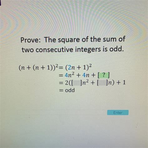 Prove The Square Of The Sum Of Two Consecutive Integers Is Odd