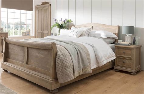 Avian French Solid Wood Oak Sleigh Bed