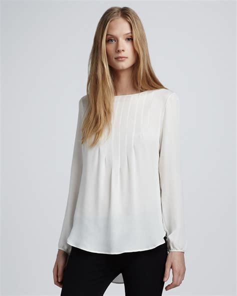 Theory Silk Blouse In White Lyst