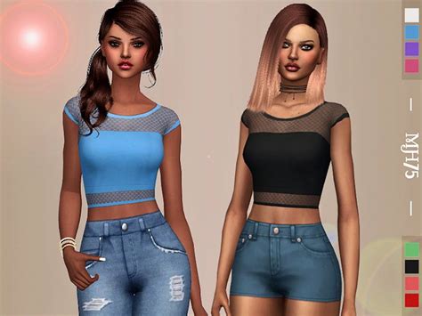 Cute Crop Top With Fishnet Material Added Found In Tsr Category Sims 4