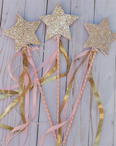 Star Wands Pink And Gold Glitter Princess Party Unicorn Etsy Disney