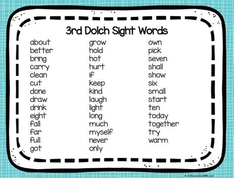 6th Grade Dolch Words List Dolch Word List Drawing Hulsey