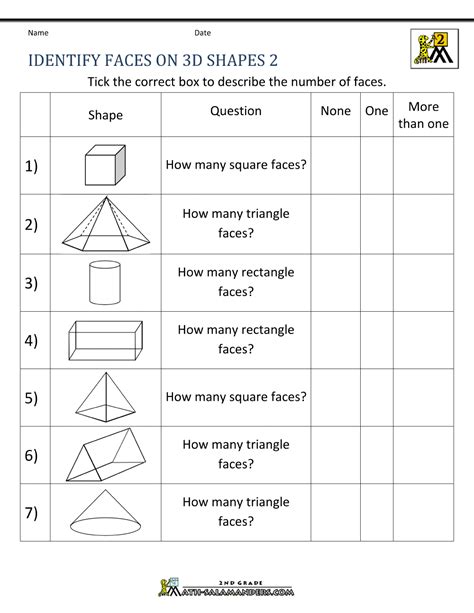 3d Geometry Shapes Worksheets