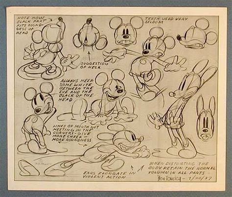 Mickey Mouse Old Model Sheet Disney Character Sketches Disney