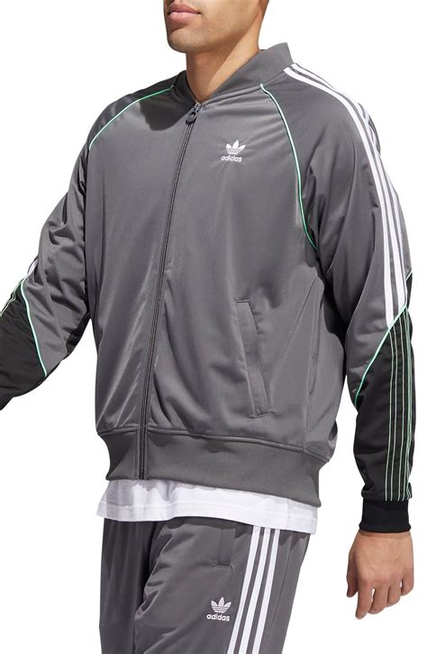 Adidas Originals Sst Tricot Track Jacket In Grey Black White Gray