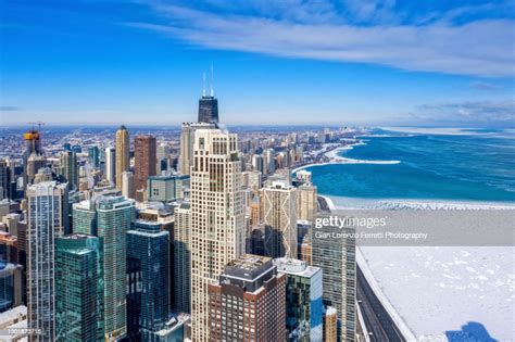 Chicago Cityscape And Frozen Lake Michigan High Res Stock Photo Getty