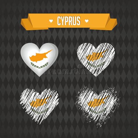 Cyprus Collection Of Four Vector Hearts With Flag Heart Silhouette