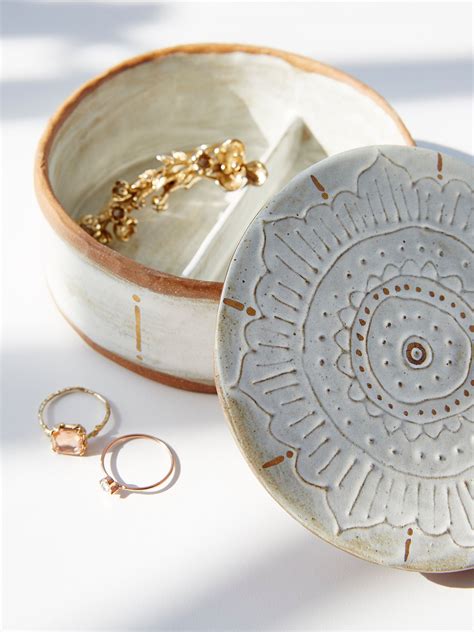 Small Round Jewelry Box Handmade Ceramic Box