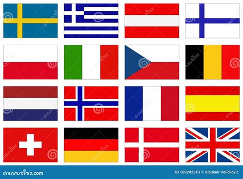 Bandiere Europee Bandiere Degli Stati Sovrani Europei Illustrazione