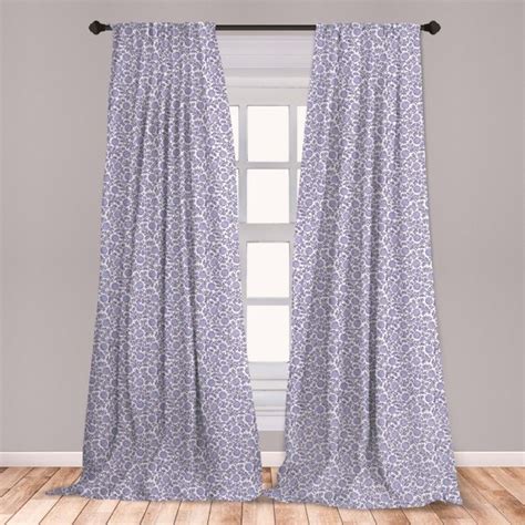 Floral Curtains 2 Panels Set Japanese Traditional Bluebells With Curved Flourishing Spring