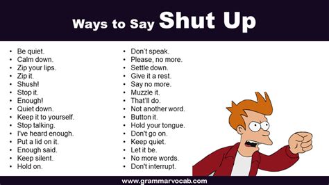 other ways to say shut up funny and creative grammarvocab