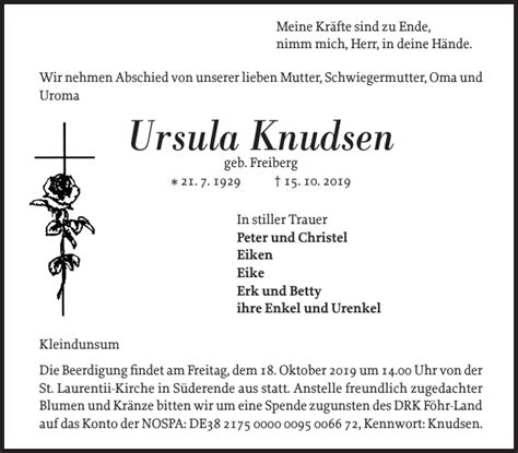 Ursula Knudsen Danksagung Der Insel Bote