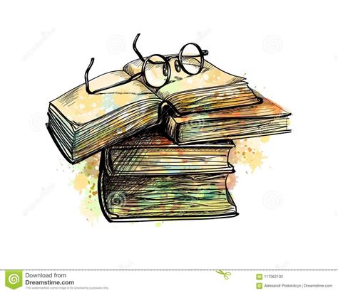 Download Eyeglasses on top stack books | Book drawing, Book ...
