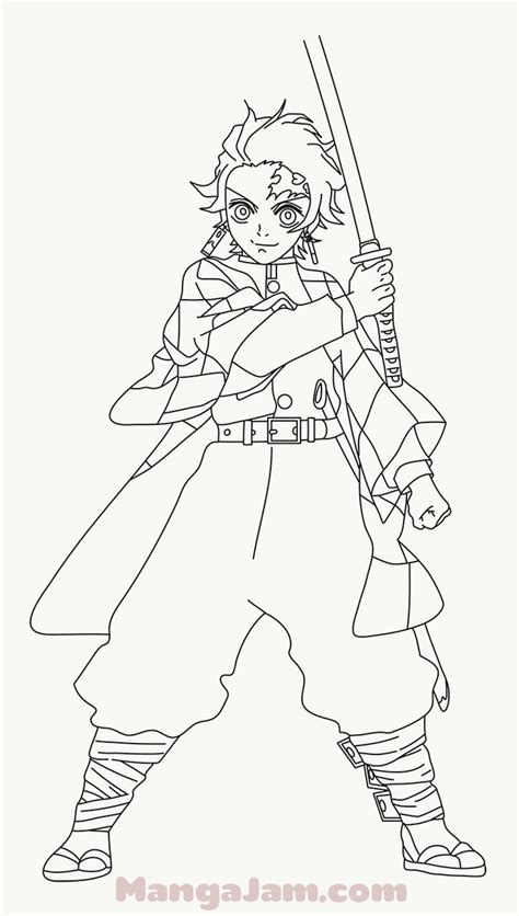 Tanjiro Kamado From Demon Slayer Coloring Page Easy D