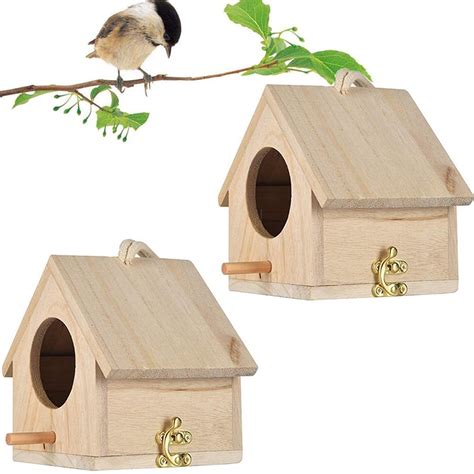 Parakeet Nest Box Bird House Wooden Bird Nest Breeding Box Cage For