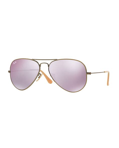 Ray Ban Mirrored Aviator Sunglasses In Purple For Men Lyst