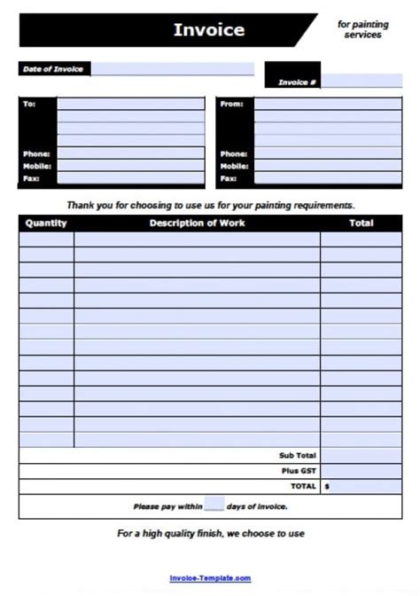 Painting Contractor Invoice Template Invoice Generator