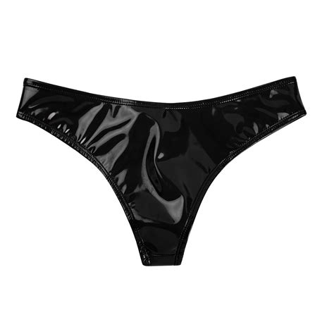 Womens Wet Look Patent Leather Underwear Thongs