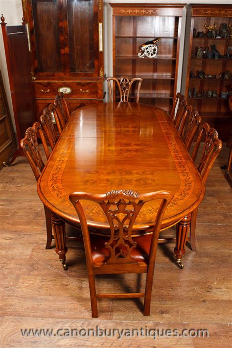 Walnut Victorian Dining Table And Set Of Matching Chippendale Dining