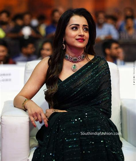 Trisha Krishnan Shines In A Black Sequin Saree At PS Pre Release Event In Hyderabad