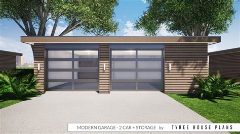 Modern Garage Plan 2 Car Plus Storage By Tyree House Plans