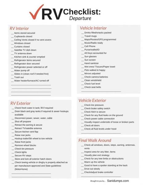 Printable Rv Camping Checklist