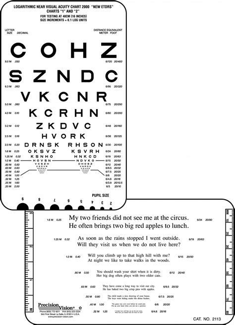 Sloan Pocket Size Near Vision Card With Continuous Text In Multiple