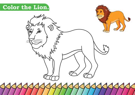 Coloring Page For Lion Vector Illustration Kindergarten Children