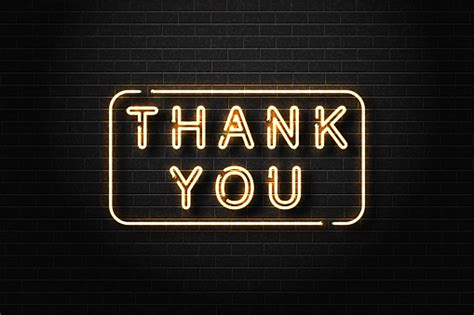 Vector Realistic Isolated Neon Sign Of Thank You Logo For Decoration 