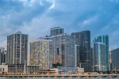 The Beautiful Tourist Center Skyline In Miami Florida Editorial Stock
