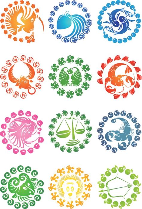 Free 12 Colorful Zodiac Symbols Vector Titanui