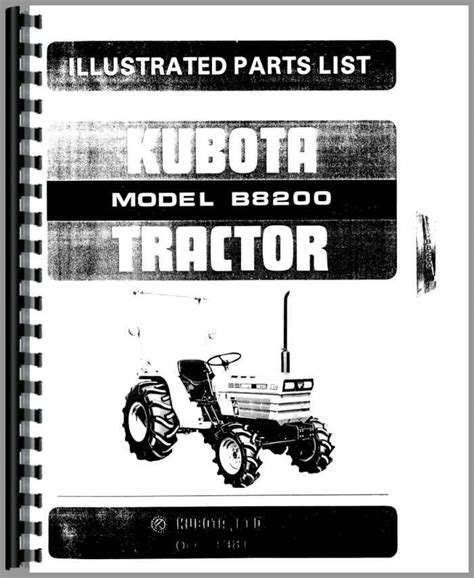 Kubota B8200 Tractor Parts Manual