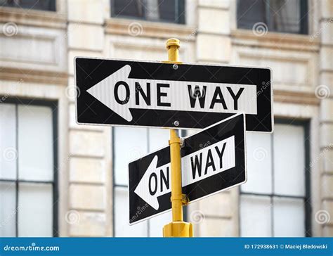 One Way Street Signs In New York City Stock Image Image Of City