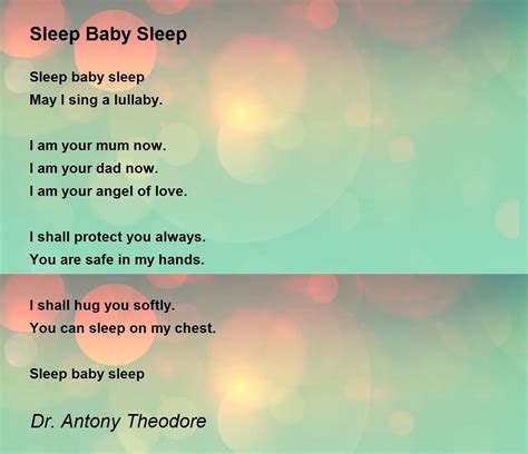 Sleep Baby Sleep Sleep Baby Sleep Poem By Dr Antony Theodore