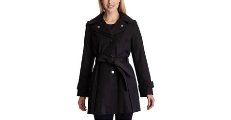 London Fog Double Collar Hooded Trench Coat In Black Lyst