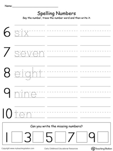 Tracing and Writing Number Words 6-10 | MyTeachingStation.com