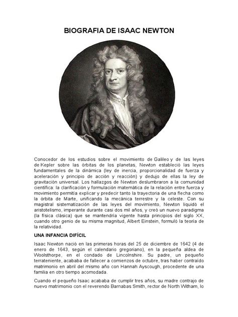 Biografia De Isaac Newton Isaac Newton Física