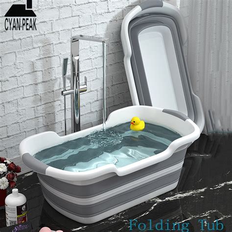 Portable bathtub, portable folding bathing bathtub for adults, circular bathtubs for shower, with lids and thick insulation foam to keep temperature (gift 10pc bath bags). 1PC Portable Folding Bathtub Baby Shower Portable Silicone ...