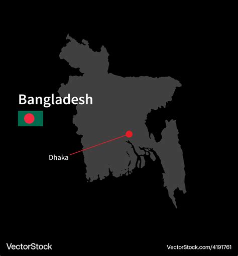 Detailed Map Of Bangladesh And Capital City Dhaka Vector Image